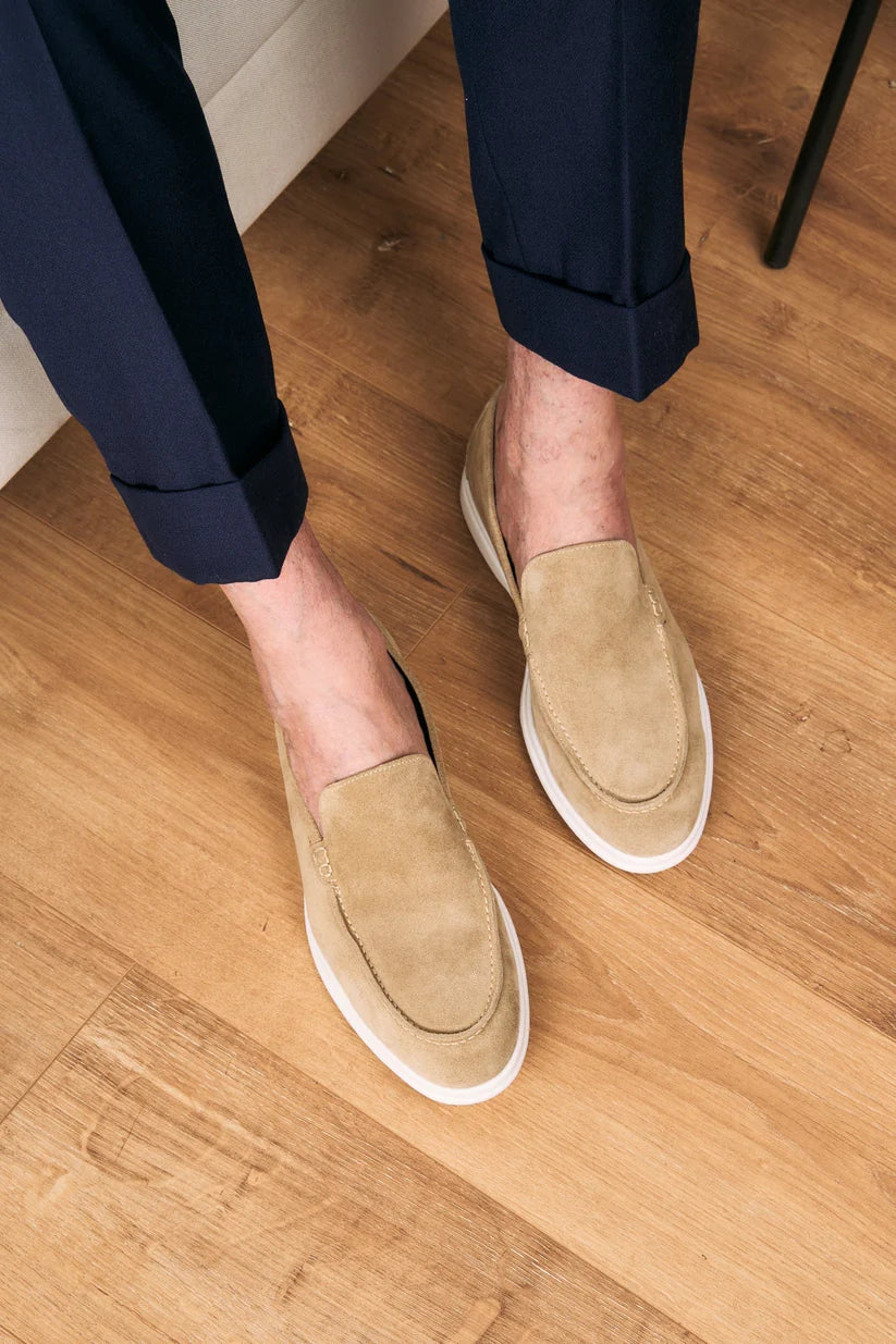 Mocassin homme en daim beige
