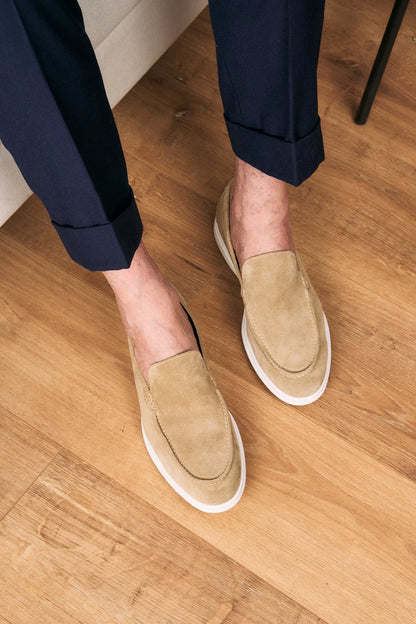 Mocassin homme en daim beige