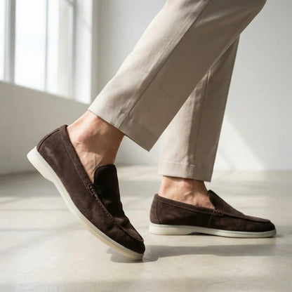 Mocassin homme en daim Marron Chocolat