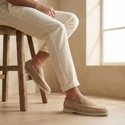 Mocassin homme en daim beige