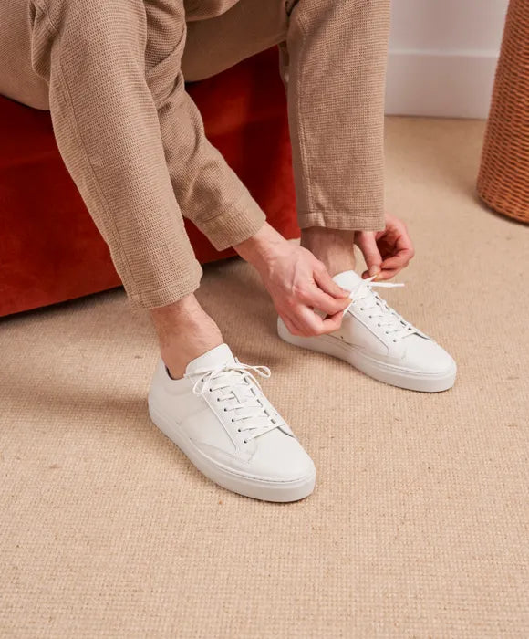 Sneakers homme en cuir blanc
