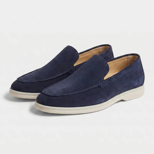 Mocassin homme en daim bleu marine