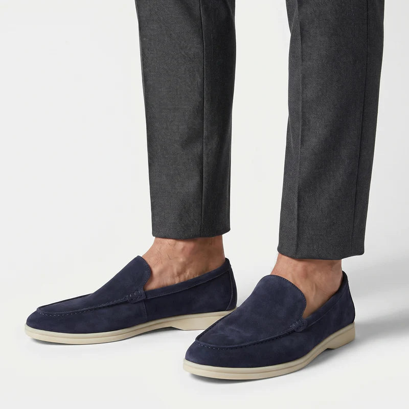 Mocassin homme en daim bleu marine