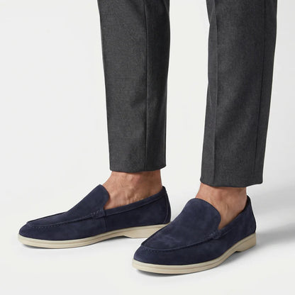 Mocassin homme en daim bleu marine