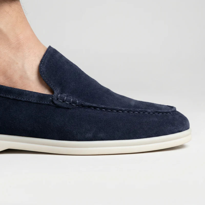 Mocassin homme en daim bleu marine