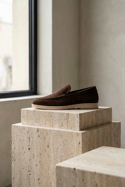 Mocassin homme en daim Marron Chocolat
