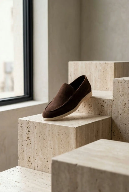 Mocassin homme en daim Marron Chocolat