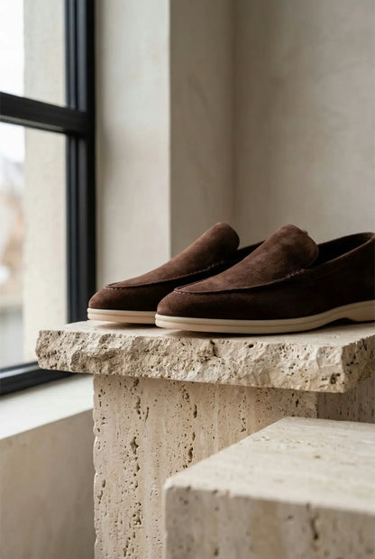 Mocassin homme en daim Marron Chocolat