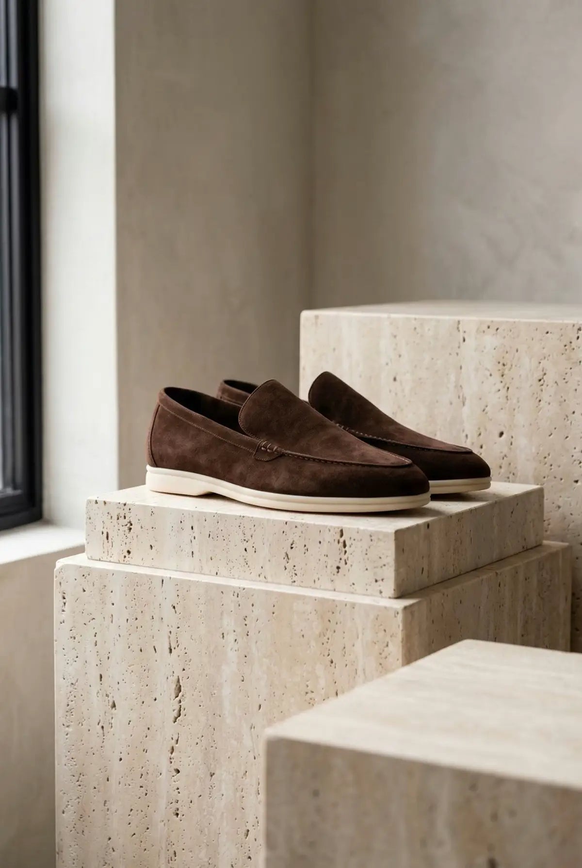 Mocassin homme en daim Marron Chocolat