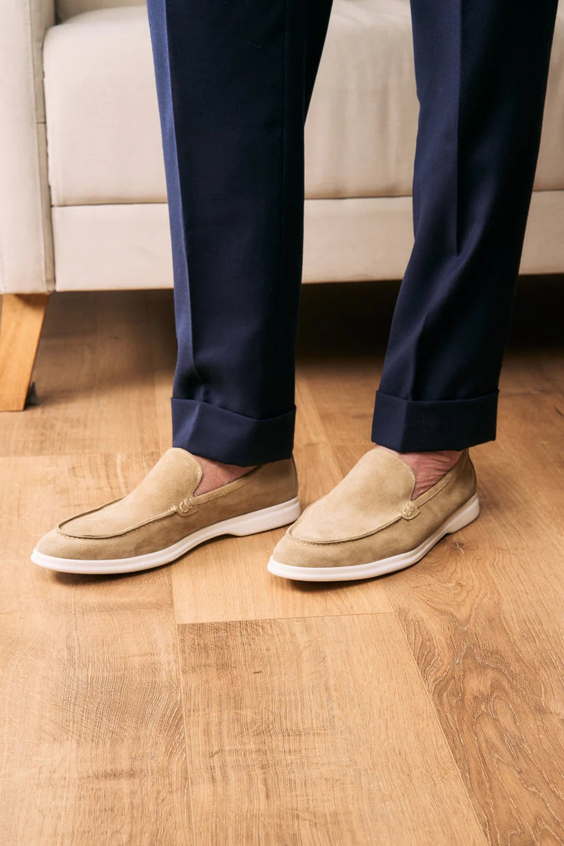 Mocassin homme en daim beige