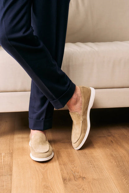 Mocassin homme en daim beige