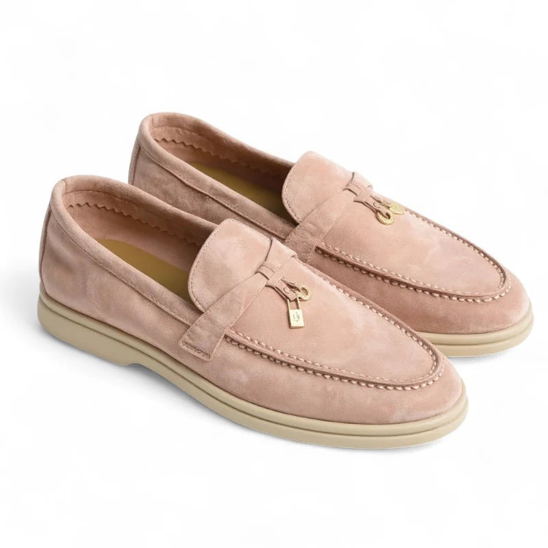 Mocassins Femme 100% Daim Rose
